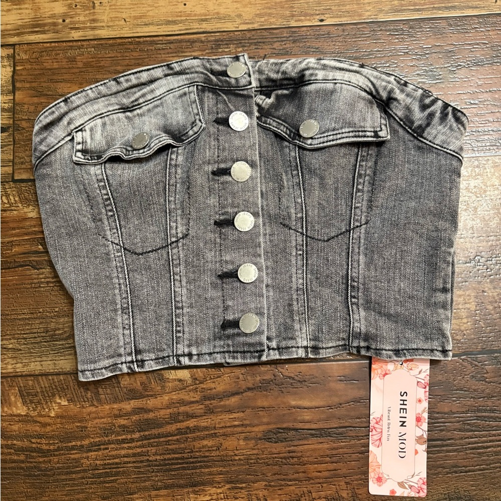 SHEIN Black and Gray Textured Top